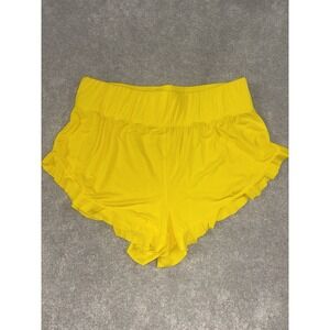 Free People Bright Yellow Ruffle Athletic Shorts